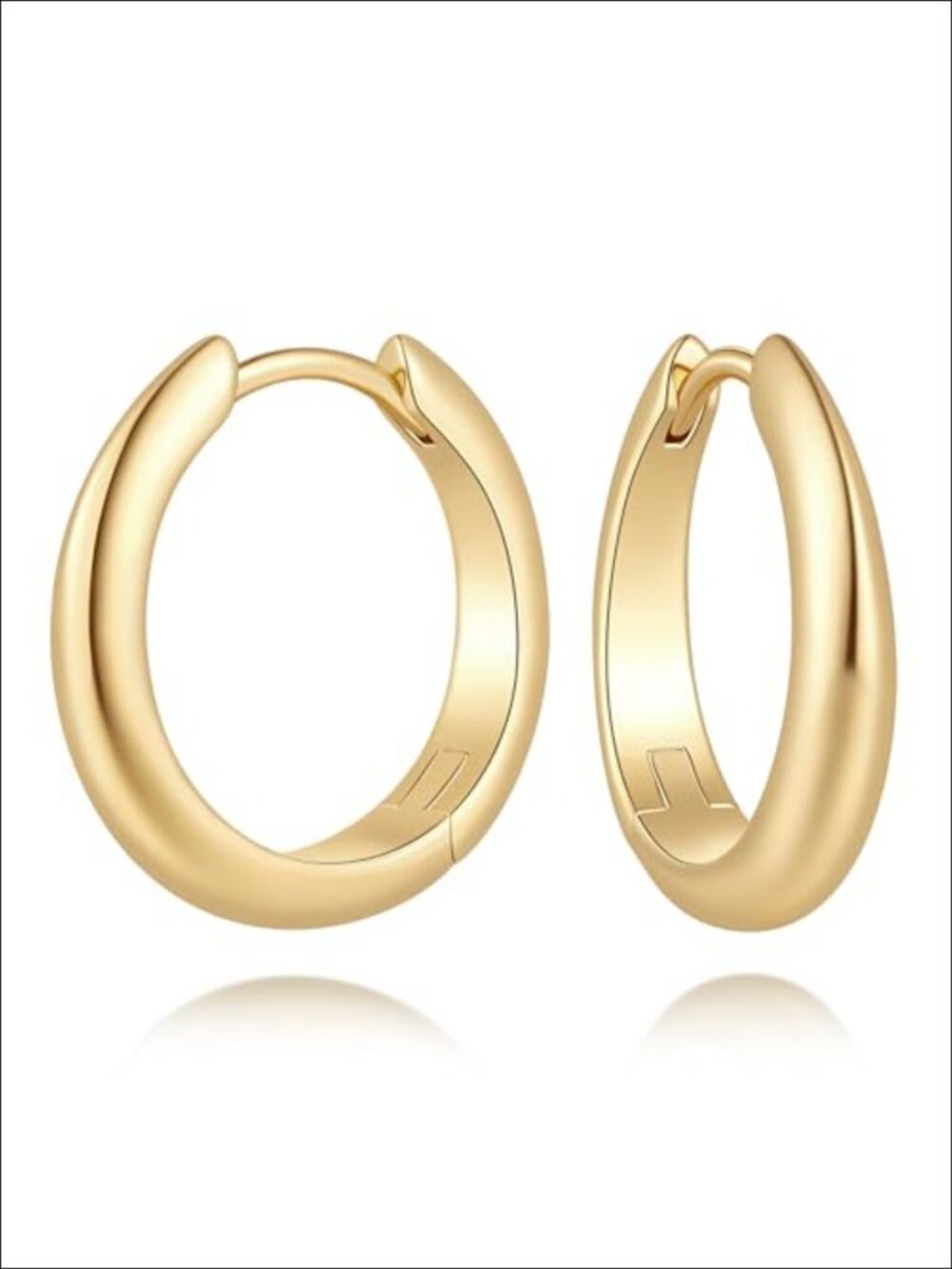 14K Gold Plated Hoop Earrings Teardrop Curve Hinged Hoop